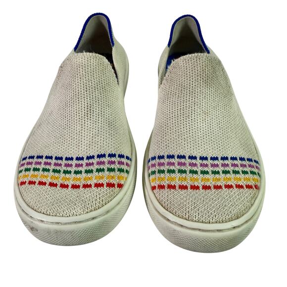 Rothy's Girls 12 White Rainbow Stitching Slip On Shoes Comfort Pride Play School - Picture 4 of 8